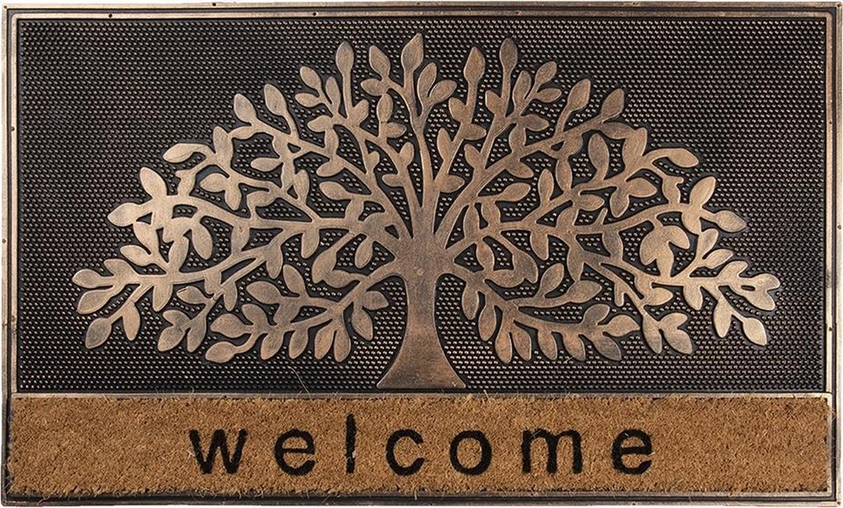 Clayre & Eef Deurmat Boom 75x45 Cm Zwart Bruin Kokosvezel Rubber Rechthoek Welcome Mat Schoonloopmat Doormat 3 Clayre & Eef Deurmat Boom 75x45 Cm Zwart Bruin Kokosvezel Rubber Rechthoek Welcome Mat Schoonloopmat Doormat