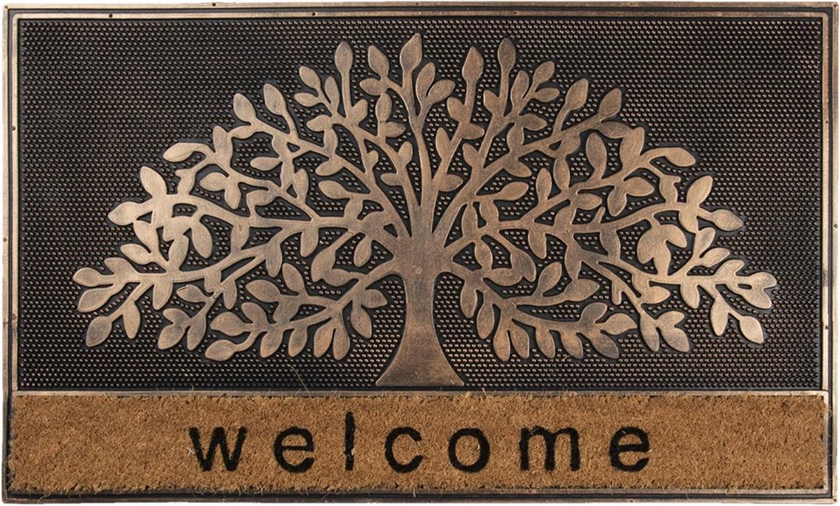 Clayre & Eef Deurmat Boom 75x45 Cm Zwart Bruin Kokosvezel Rubber Rechthoek Welcome Mat Schoonloopmat Doormat 4 Clayre & Eef Deurmat Boom 75x45 Cm Zwart Bruin Kokosvezel Rubber Rechthoek Welcome Mat Schoonloopmat Doormat - Afbeelding 2