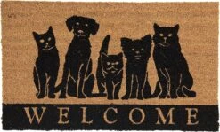 Clayre & Eef Deurmat 75x45 Cm Bruin Kokosvezel Rubber Rechthoek Honden Welcome Kokosmat Mat Schoonloopmat