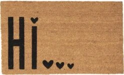 Clayre & Eef Deurmat 75x45 Cm Bruin Zwart Kokosvezel Pvc Rechthoek Kokosmat Mat Schoonloopmat