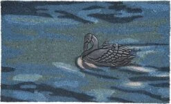 Clayre & Eef Deurmat 75x45 Cm Blauw Kokosvezel Rubber Rechthoek Eend Kokosmat Mat Schoonloopmat