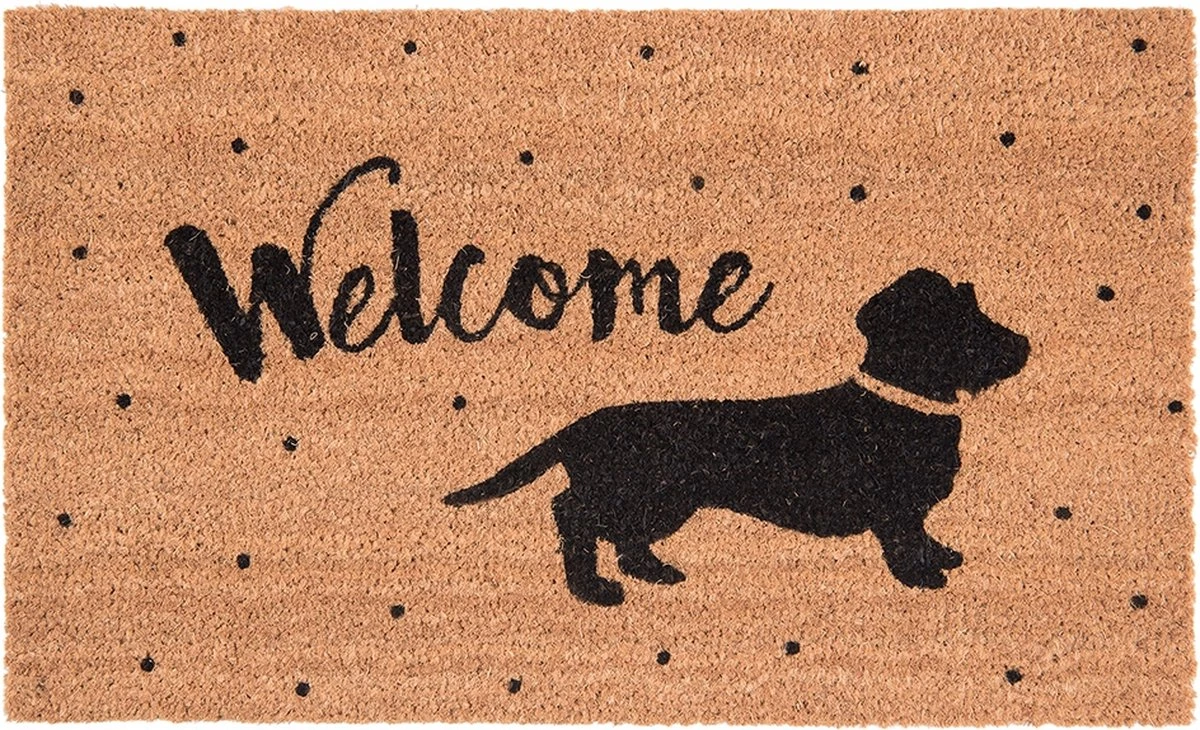 Clayre & Eef Deurmat 75x45 Cm Bruin Kokosvezel Rubber Rechthoek Hond Welcome Kokosmat Mat Schoonloopmat 3 Clayre & Eef Deurmat 75x45 Cm Bruin Kokosvezel Rubber Rechthoek Hond Welcome Kokosmat Mat Schoonloopmat