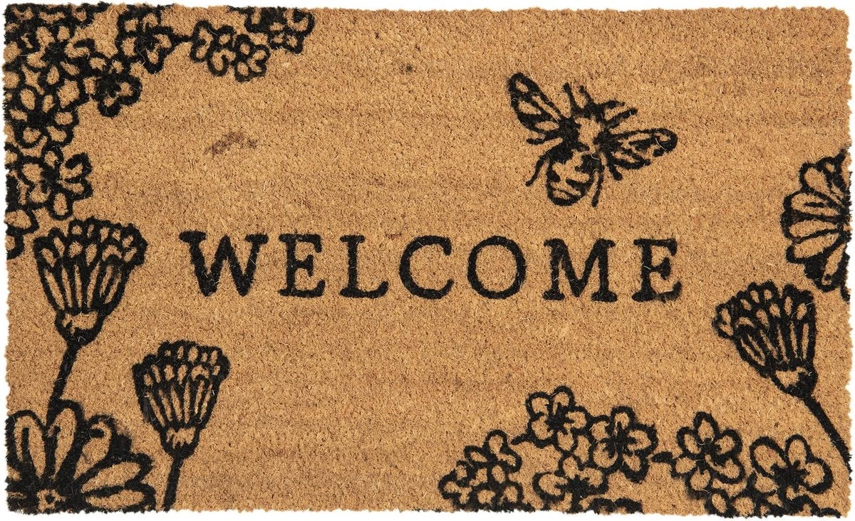 Clayre & Eef Deurmat 75x45 Cm Bruin Kokosvezel Rubber Rechthoek Bloemen Welcome Kokosmat Mat Schoonloopmat 5 Clayre & Eef Deurmat 75x45 Cm Bruin Kokosvezel Rubber Rechthoek Bloemen Welcome Kokosmat Mat Schoonloopmat - Afbeelding 3