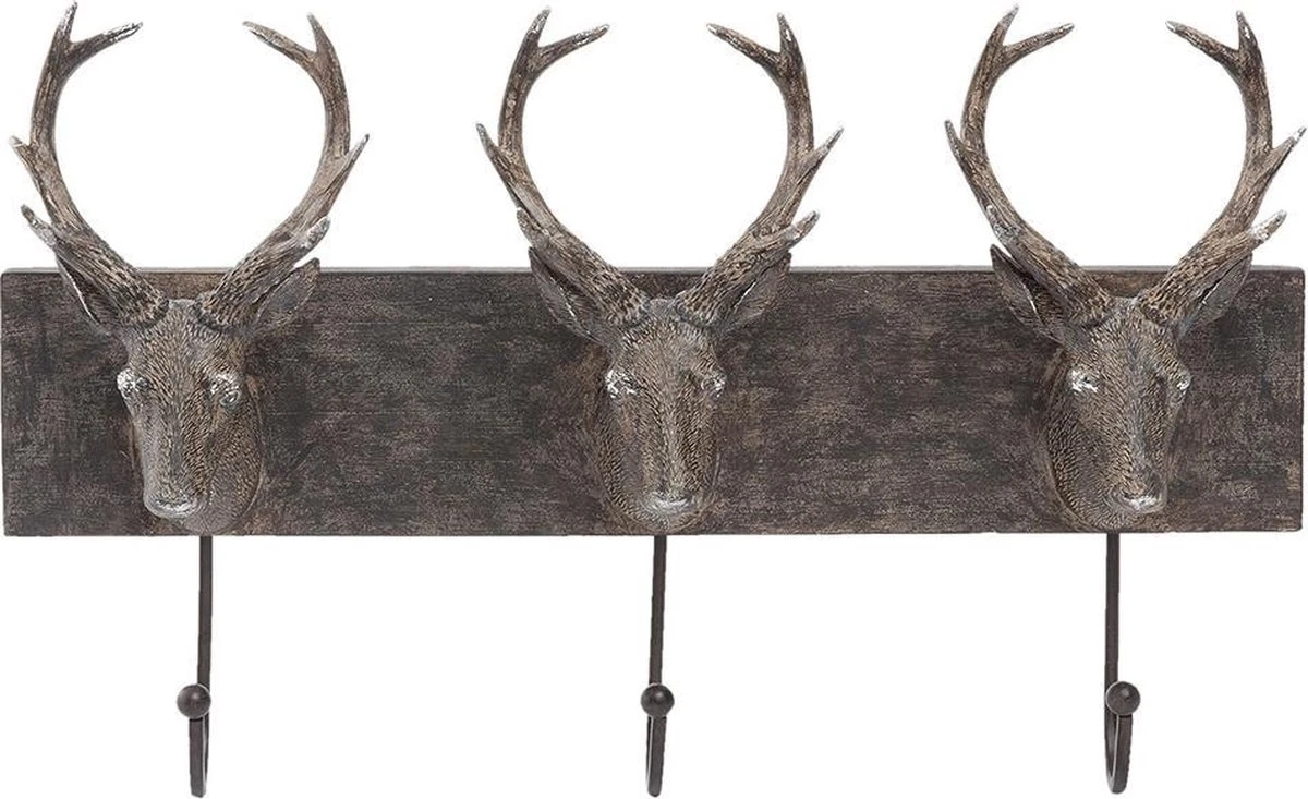 Clayre & Eef Wandkapstok 44*10*28 Cm Bruin Kunststof / Ijzer Herten 5 Clayre & Eef Wandkapstok 44*10*28 Cm Bruin Kunststof / Ijzer Herten - Afbeelding 3