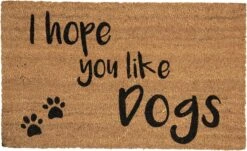 Clayre & Eef Deurmat 75x45 Cm Bruin Kokosvezel Rubber Rechthoek Like Dogs Kokosmat Mat Schoonloopmat