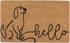 Clayre & Eef Deurmat 75x45 Cm Bruin Zwart Kokosvezel Rubber Rechthoek Hond Hello Kokosmat Mat Schoonloopmat -Clayre & Eef 1200x739