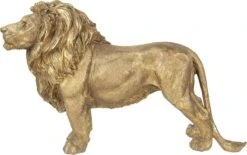Clayre & Eef Beeld Leeuw 54x16x34 Cm Goudkleurig Polyresin Woonaccessoires Beeld Decoratie Decoratieve Accessoires