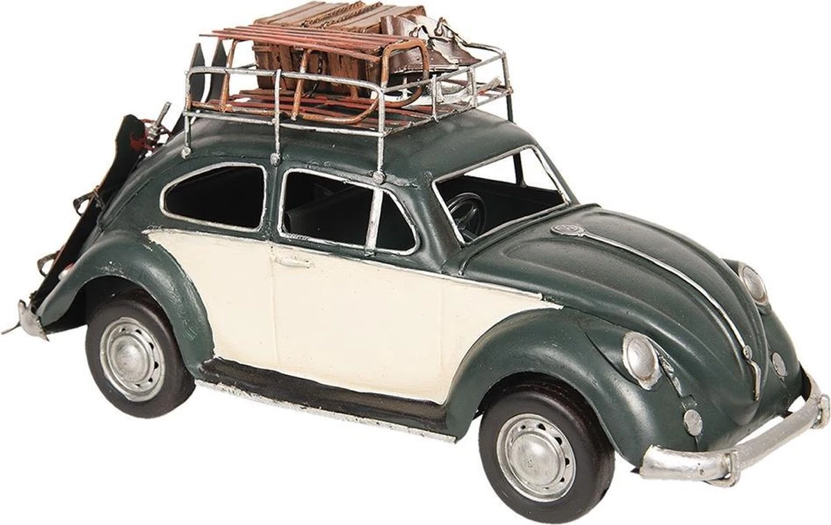 Clayre & Eef Modelauto Volkswagen Kever Licentie Auto 36*12*16 Cm Groen Metaal Miniatuur VW Kever 3 Clayre & Eef Modelauto Volkswagen Kever Licentie Auto 36*12*16 Cm Groen Metaal Miniatuur VW Kever