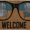 Clayre & Eef Deurmat 75x45 Cm Bruin Blauw Kokosvezel Rubber Rechthoek Brillen Welcome Kokosmat Mat Schoonloopmat -Clayre & Eef 1200x768 1