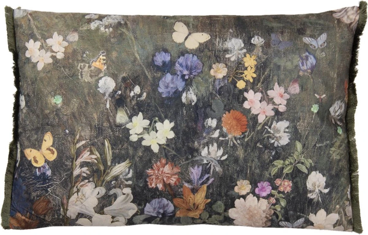 Clayre & Eef Sierkussen 60x40 Cm Groen Wit Polyester Rechthoek Bloemen Kussenhoes Met Kussenvulling 7 Clayre & Eef Sierkussen 60x40 Cm Groen Wit Polyester Rechthoek Bloemen Kussenhoes Met Kussenvulling - Afbeelding 5