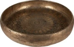 Clayre & Eef Decoratief Dienblad Ø 50x8 Cm Goudkleurig Metaal Bloem Serveerschaal