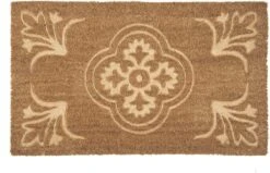 Clayre & Eef Deurmat 75x45 Cm Bruin Beige Kokosvezel Pvc Rechthoek Kokosmat Mat Schoonloopmat