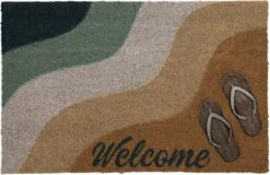 Clayre & Eef Deurmat 75x45 Cm Bruin Geel Kokosvezel Rubber Rechthoek Welcome Kokosmat Mat Schoonloopmat -Clayre & Eef 1200x777 1