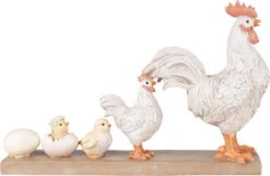 Clayre & Eef Beeld Kip 21 Cm Wit Bruin Kunststof Woonaccessoires Beeld Decoratie Decoratieve Accessoires