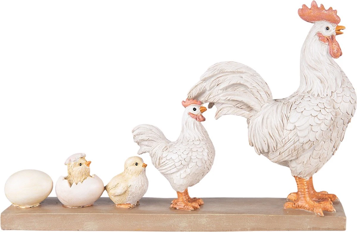 Clayre & Eef Beeld Kip 21 Cm Wit Bruin Kunststof Woonaccessoires Beeld Decoratie Decoratieve Accessoires 3 Clayre & Eef Beeld Kip 21 Cm Wit Bruin Kunststof Woonaccessoires Beeld Decoratie Decoratieve Accessoires