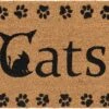 Clayre & Eef Deurmat Binnen 60*40*1 Cm Bruin Kokosvezel, Rubber Rechthoek Cats Droogloopmat -Clayre & Eef 1200x797