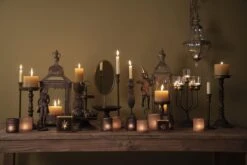 Clayre & Eef Theelichthouder Ø 8x9 Cm Koperkleurig Zwart Glas Rond Waxinelichthouder Windlichthouder -Clayre & Eef 1200x800 30