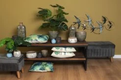 Clayre & Eef Kussenhoes 43x43 Cm Groen Wit Polyester Vierkant Plant Sierkussenhoes Kussen Hoes -Clayre & Eef 1200x800 43