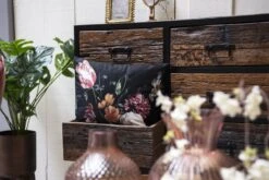 Clayre & Eef Kussenhoes 45x45 Cm Zwart Rood Polyester Vierkant Bloemen Sierkussenhoes Kussen Hoes -Clayre & Eef 1200x800 44