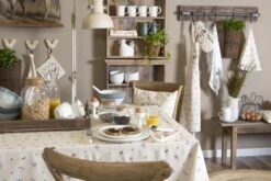 Clayre & Eef Kussenhoes 40x40 Cm Beige Blauw Katoen Vierkant Kip En Haan Sierkussenhoes Kussen Hoes -Clayre & Eef 1200x800 57