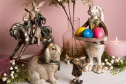 Clayre & Eef Beeld Konijn 8x4x12 Cm Zwart Wit Kunststof Woonaccessoires Beeld Decoratie Paashaas -Clayre & Eef 1200x800 8