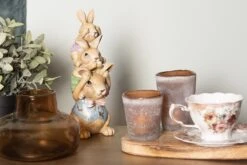 Clayre & Eef Beeld Konijn 25 Cm Bruin Blauw Kunststof Woonaccessoires Paashaas Pasen -Clayre & Eef 1200x801 13