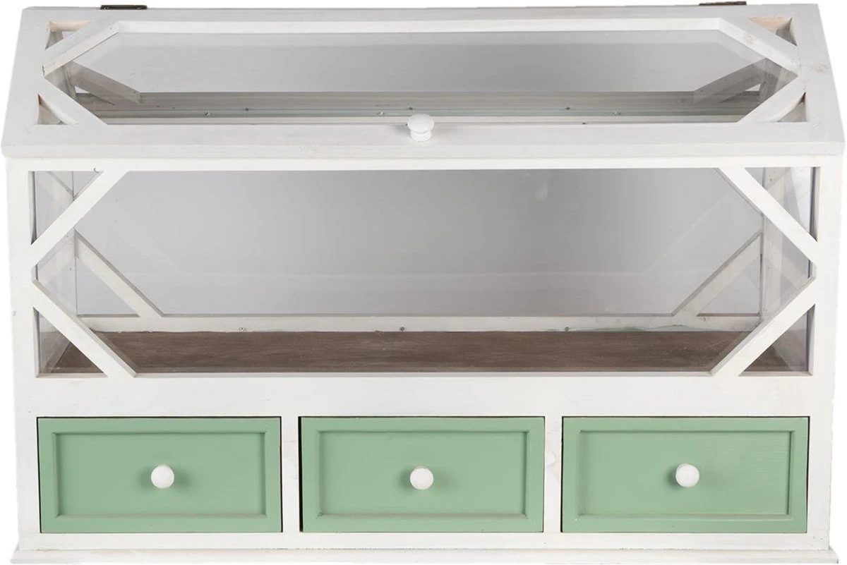 Clayre & Eef Decoratie Kweekkastje 76x33x51 Cm Wit Groen Hout Glas Rechthoek Kweekkas 11 Clayre & Eef Decoratie Kweekkastje 76x33x51 Cm Wit Groen Hout Glas Rechthoek Kweekkas - Afbeelding 9