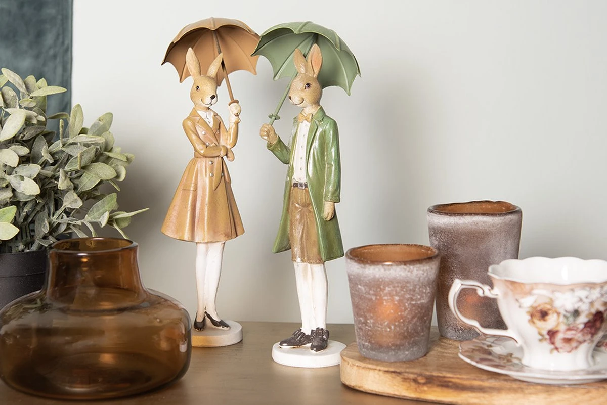 Clayre & Eef Beeld Konijn 27 Cm Groen Bruin Kunststof Woonaccessoires Paashaas Pasen 4 Clayre & Eef Beeld Konijn 27 Cm Groen Bruin Kunststof Woonaccessoires Paashaas Pasen - Afbeelding 2