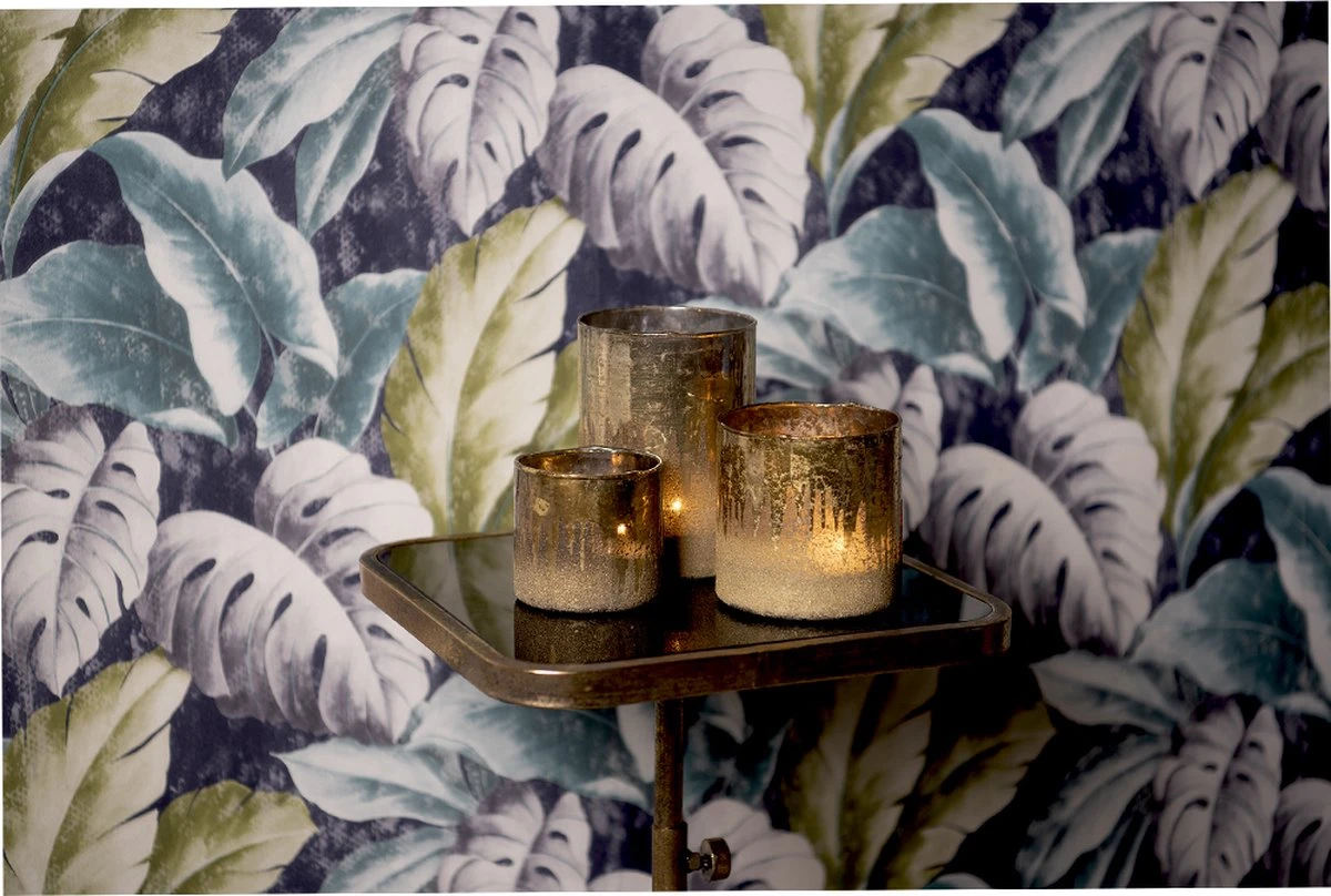 Clayre & Eef Theelichthouder Ø 8x7 Cm Goudkleurig Bruin Glas Waxinelichthouder Windlichthouder 5 Clayre & Eef Theelichthouder Ø 8x7 Cm Goudkleurig Bruin Glas Waxinelichthouder Windlichthouder - Afbeelding 3