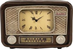 Clayre & Eef Tafelklok 24x17 Cm Bruin Ijzer Glas Rechthoek Tafelklokken Binnen Staand Klokje Tafelklokje