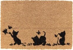 Clayre & Eef Deurmat 60x40 Cm Bruin Kokosvezel Rubber Rechthoek Kat Kokosmat Mat Schoonloopmat