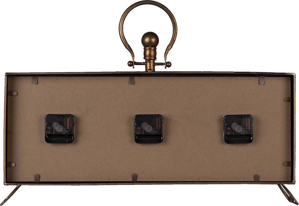 Clayre & Eef Tafelklok 56x45 Cm Koperkleurig Ijzer Glas Tafelklokken Binnen Staand Klokje Tafelklokje 5 Clayre & Eef Tafelklok 56x45 Cm Koperkleurig Ijzer Glas Tafelklokken Binnen Staand Klokje Tafelklokje - Afbeelding 3