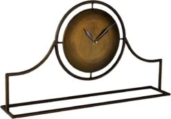 Clayre & Eef Tafelklok 58x33 Cm Koperkleurig Ijzer Glas Tafelklokken Binnen Staand Klokje Tafelklokje -Clayre & Eef 1200x836