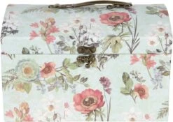 Clayre & Eef Decoratie Koffer Set Van 3 26x18x16/24x16x14/22x14x12 Cm Groen Karton Rechthoek Bloemen Opbergkoffer Koffer -Clayre & Eef 1200x848