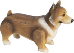 Clayre & Eef Beeld Hond 34x11x22 Cm Bruin Hout Kunststof Woonaccessoires Opberg Kistje Decoratieve Accessoires