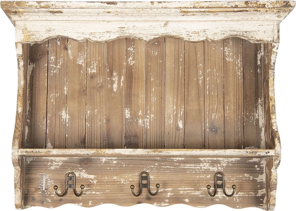 Clayre & Eef Wandkapstok 69x18x49 Cm Bruin Hout Ijzer Rechthoek Decoratieve Kapstok 3 Clayre & Eef Wandkapstok 69x18x49 Cm Bruin Hout Ijzer Rechthoek Decoratieve Kapstok