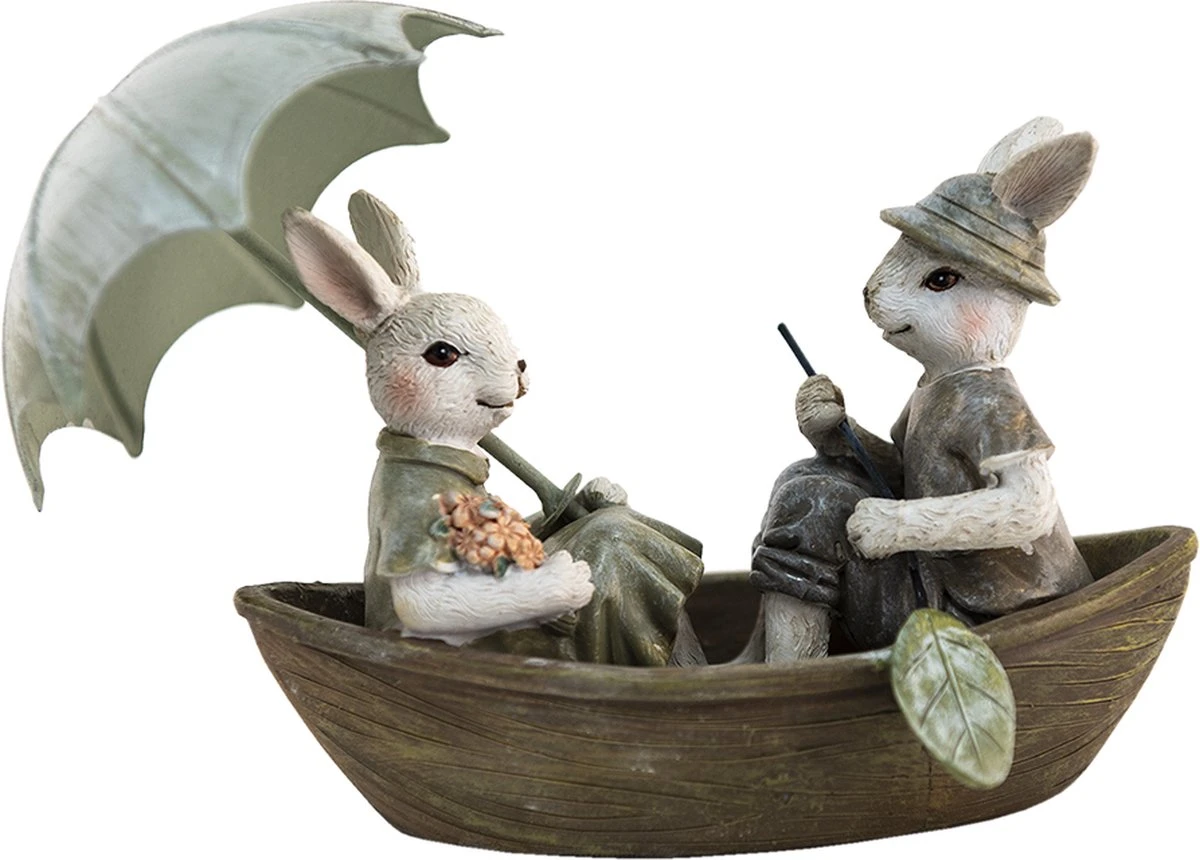 Clayre & Eef Beeld Konijn 14x10x12 Cm Groen Bruin Kunststof Woonaccessoires Paashaas Pasen 6 Clayre & Eef Beeld Konijn 14x10x12 Cm Groen Bruin Kunststof Woonaccessoires Paashaas Pasen - Afbeelding 4