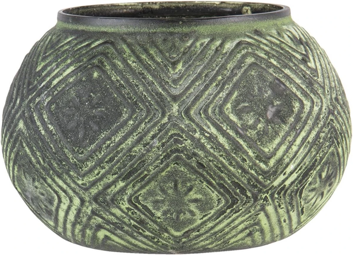 Clayre & Eef Theelichthouder Ø 12x9 Cm Groen Zwart Glas Rond Waxinelichthouder Windlichthouder 7 Clayre & Eef Theelichthouder Ø 12x9 Cm Groen Zwart Glas Rond Waxinelichthouder Windlichthouder - Afbeelding 5