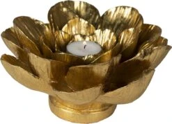 Clayre & Eef Theelichthouder Bloem Ø 19 Cm Goudkleurig Kunststof Waxinelichthouder Windlichthouder -Clayre & Eef 1200x870 1