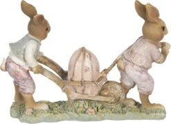 Clayre & Eef Beeld Konijn 16x5x12 Cm Bruin Roze Kunststof Woonaccessoires Pasen Paashaas -Clayre & Eef 1200x872