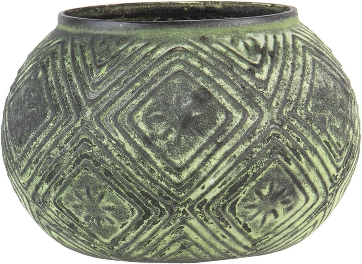 Clayre & Eef Theelichthouder Ø 12x9 Cm Groen Zwart Glas Rond Waxinelichthouder Windlichthouder 6 Clayre & Eef Theelichthouder Ø 12x9 Cm Groen Zwart Glas Rond Waxinelichthouder Windlichthouder - Afbeelding 4