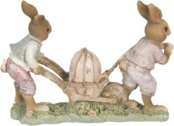 Clayre & Eef Beeld Konijn 16x5x12 Cm Bruin Roze Kunststof Woonaccessoires Pasen Paashaas -Clayre & Eef 1200x874