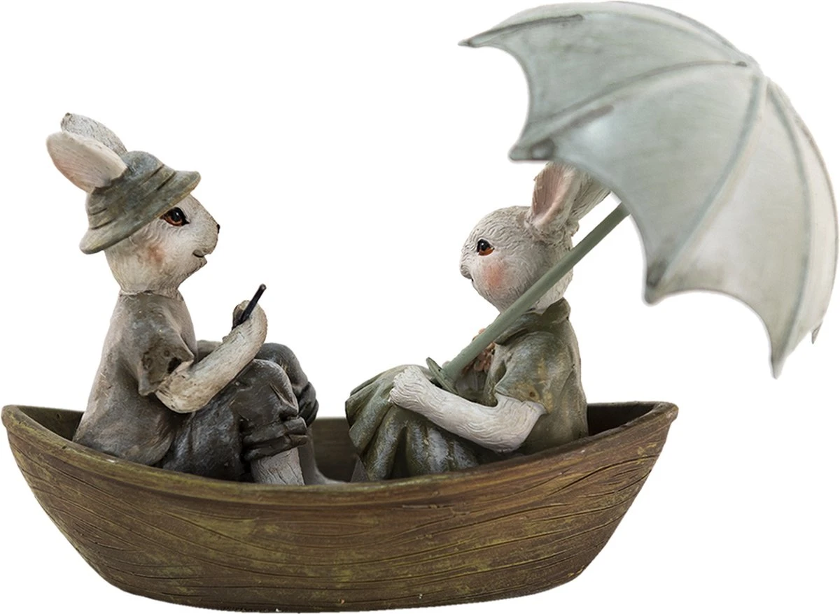 Clayre & Eef Beeld Konijn 14x10x12 Cm Groen Bruin Kunststof Woonaccessoires Paashaas Pasen 3 Clayre & Eef Beeld Konijn 14x10x12 Cm Groen Bruin Kunststof Woonaccessoires Paashaas Pasen