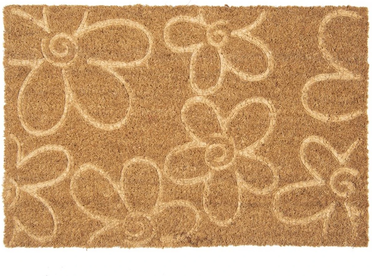Clayre & Eef Deurmat 60x40 Cm Bruin Kokosvezel Pvc Rechthoek Bloemen Kokosmat Mat Schoonloopmat 4 Clayre & Eef Deurmat 60x40 Cm Bruin Kokosvezel Pvc Rechthoek Bloemen Kokosmat Mat Schoonloopmat - Afbeelding 2