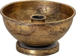 Clayre & Eef Kandelaar Ø 14x7 Cm Koperkleurig Metaal Rond Kaarsenstandaard Kaarsenhouder