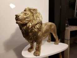 Clayre & Eef Beeld Leeuw 54x16x34 Cm Goudkleurig Polyresin Woonaccessoires Beeld Decoratie Decoratieve Accessoires -Clayre & Eef 1200x900 3