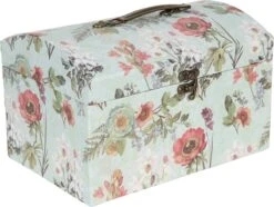 Clayre & Eef Decoratie Koffer Set Van 3 26x18x16/24x16x14/22x14x12 Cm Groen Karton Rechthoek Bloemen Opbergkoffer Koffer -Clayre & Eef 1200x903