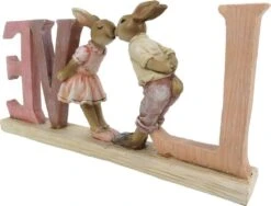 Clayre & Eef Beeld Konijn 19x3x9 Cm Roze Kunststof Love Woonaccessoires Pasen Paashaas -Clayre & Eef 1200x914