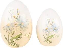 Clayre & Eef Decoratie Ei 10x10x14 Cm Geel Blauw Terracotta Bloemen Decoratief Figuur Decoratieve Accessoires Woonaccessoires -Clayre & Eef 1200x915