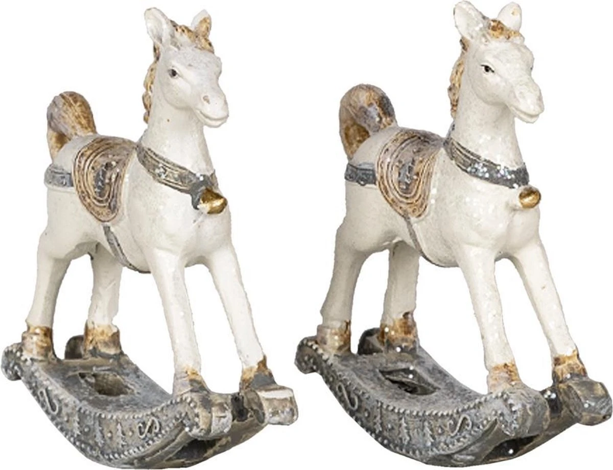 Clayre & Eef Beeld Set Van 2 Hobbelpaard 8 Cm Wit Kunststof Kerstdecoratie 11 Clayre & Eef Beeld Set Van 2 Hobbelpaard 8 Cm Wit Kunststof Kerstdecoratie - Afbeelding 9